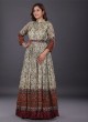 Sequins Work Flower Print Anrakali Suit